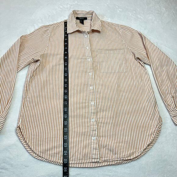 Forever 21 100% Cotton Stripe Long Sleeve Casual Button Down Shirt Size Small - Picture 8 of 9